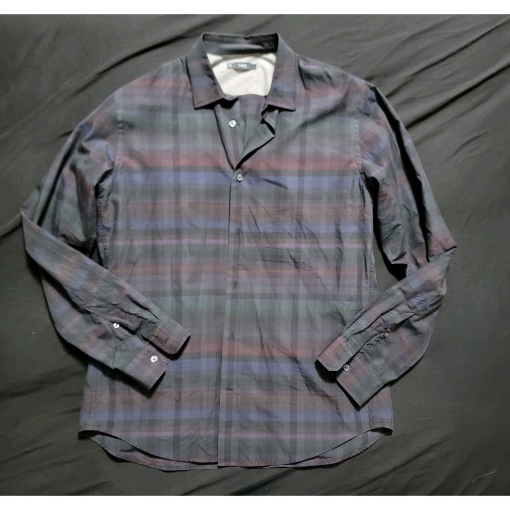 Vince Men's Long Sleeve Plaid Button-Up Shirt Size L